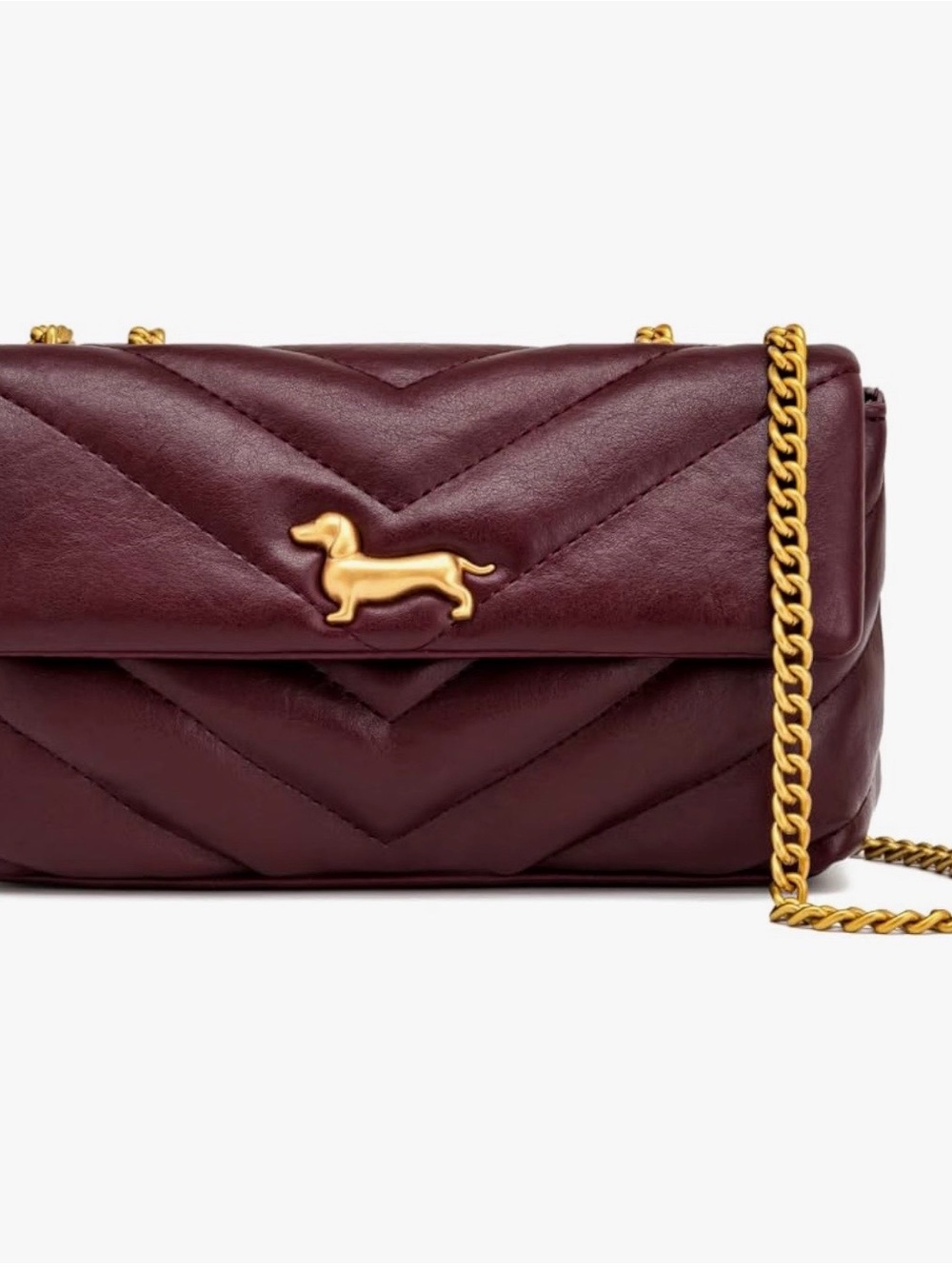 JW Pei Dachshund Quilted Shoulder Bag in Deep Burgundy